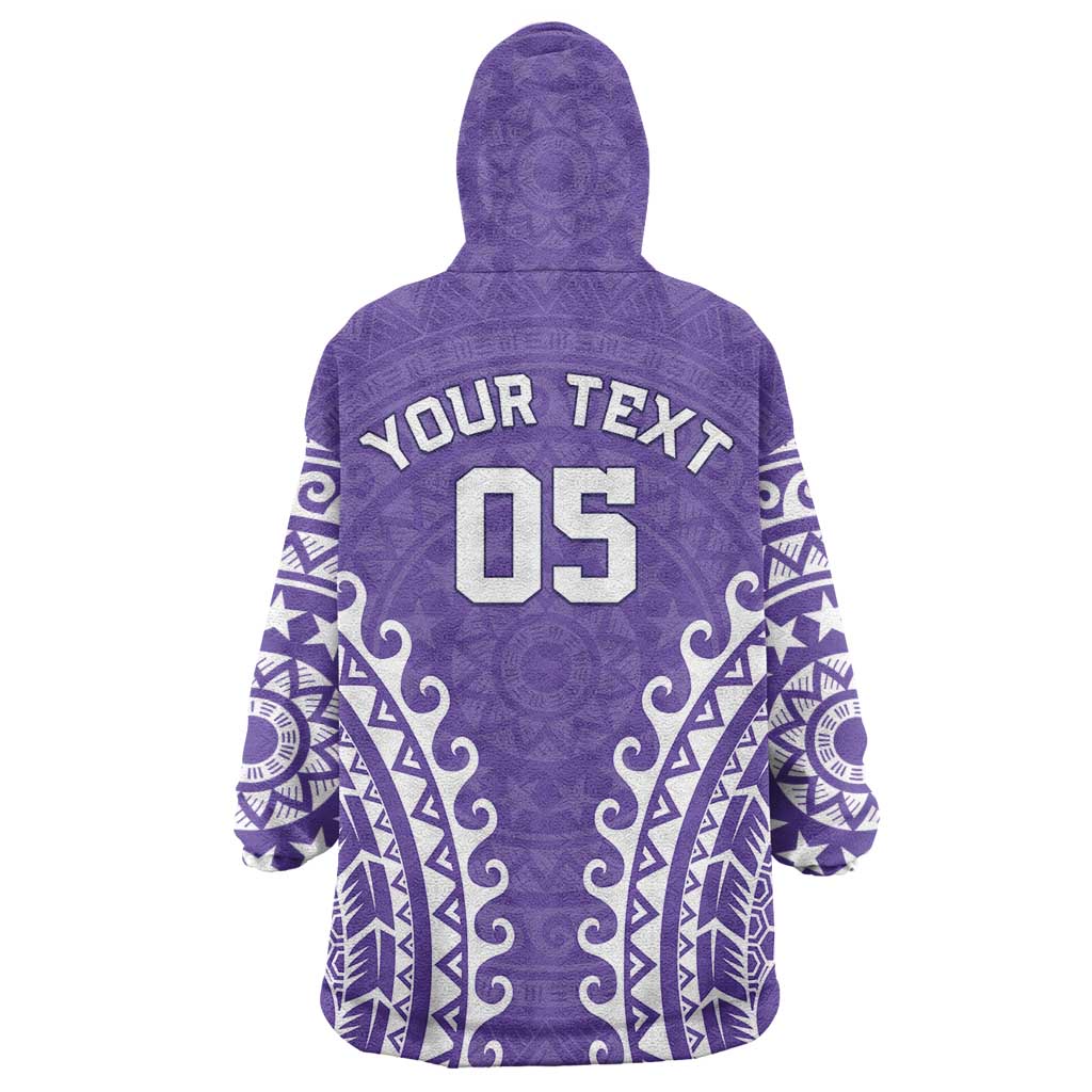 Custom Cook Islands Rarotonga Wearable Blanket Hoodie Polynesian Tribal Tattoo