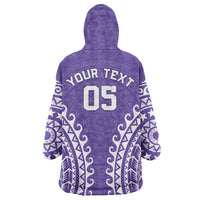 Custom Cook Islands Rarotonga Wearable Blanket Hoodie Polynesian Tribal Tattoo
