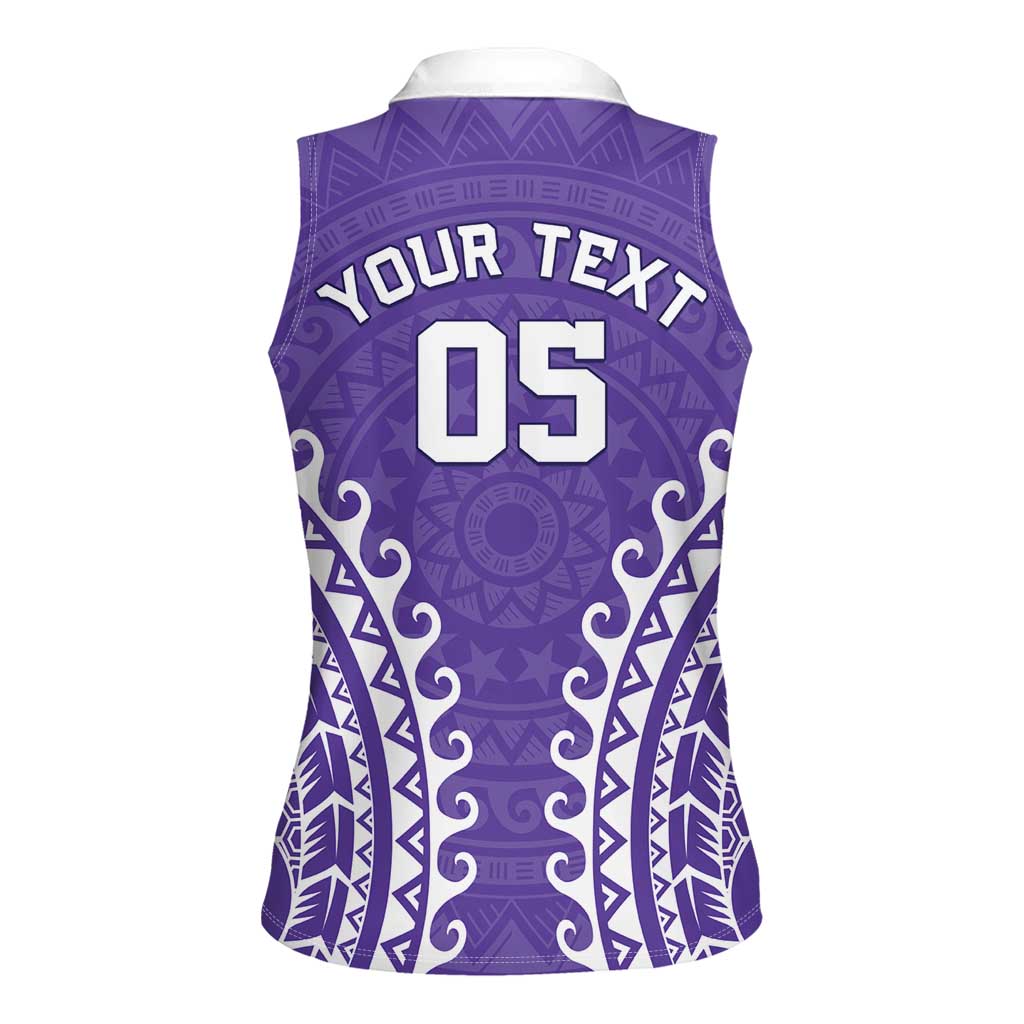 Custom Cook Islands Rarotonga Women Sleeveless Polo Shirt Polynesian Tribal Tattoo