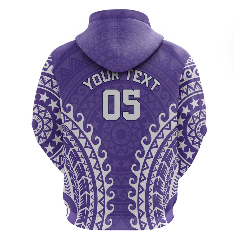 Custom Cook Islands Rarotonga Zip Hoodie Polynesian Tribal Tattoo