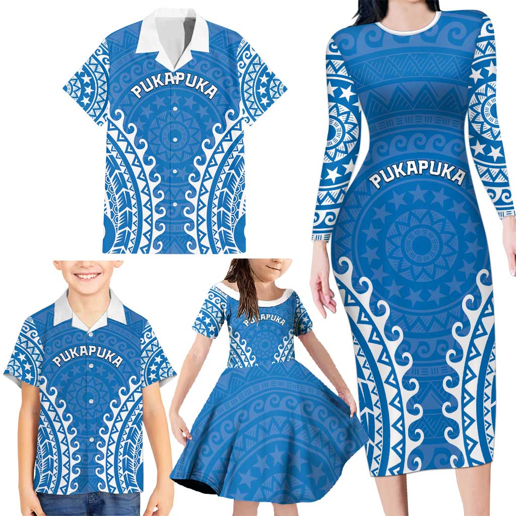 Custom Cook Islands Pukapuka Family Matching Long Sleeve Bodycon Dress and Hawaiian Shirt Polynesian Tribal Tattoo LT05 - Polynesian Pride
