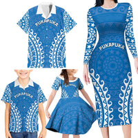 Custom Cook Islands Pukapuka Family Matching Long Sleeve Bodycon Dress and Hawaiian Shirt Polynesian Tribal Tattoo LT05 - Polynesian Pride