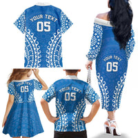 Custom Cook Islands Pukapuka Family Matching Off The Shoulder Long Sleeve Dress and Hawaiian Shirt Polynesian Tribal Tattoo LT05 - Polynesian Pride