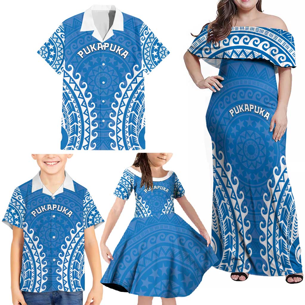 Custom Cook Islands Pukapuka Family Matching Off Shoulder Maxi Dress and Hawaiian Shirt Polynesian Tribal Tattoo LT05 - Polynesian Pride