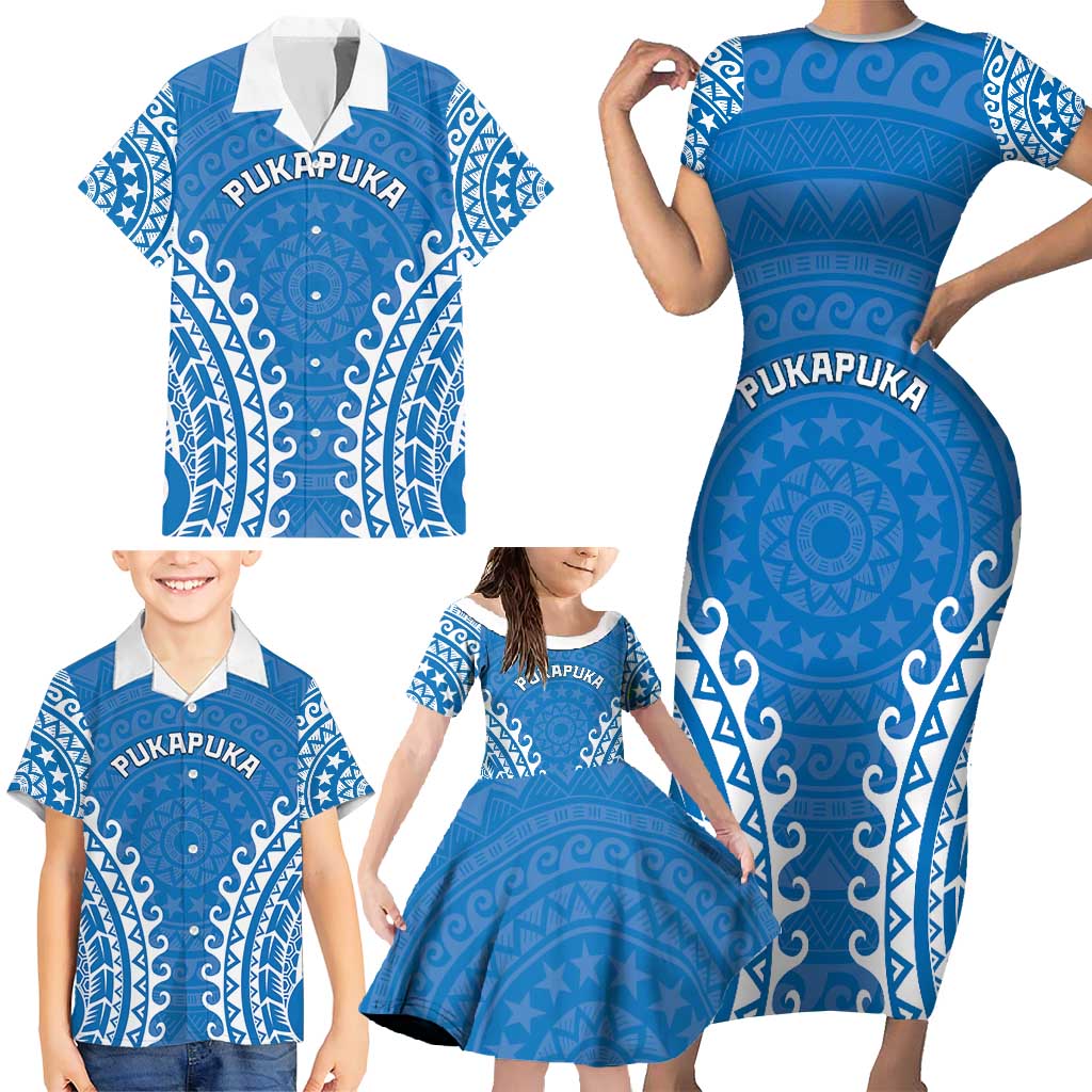 Custom Cook Islands Pukapuka Family Matching Short Sleeve Bodycon Dress and Hawaiian Shirt Polynesian Tribal Tattoo LT05 - Polynesian Pride