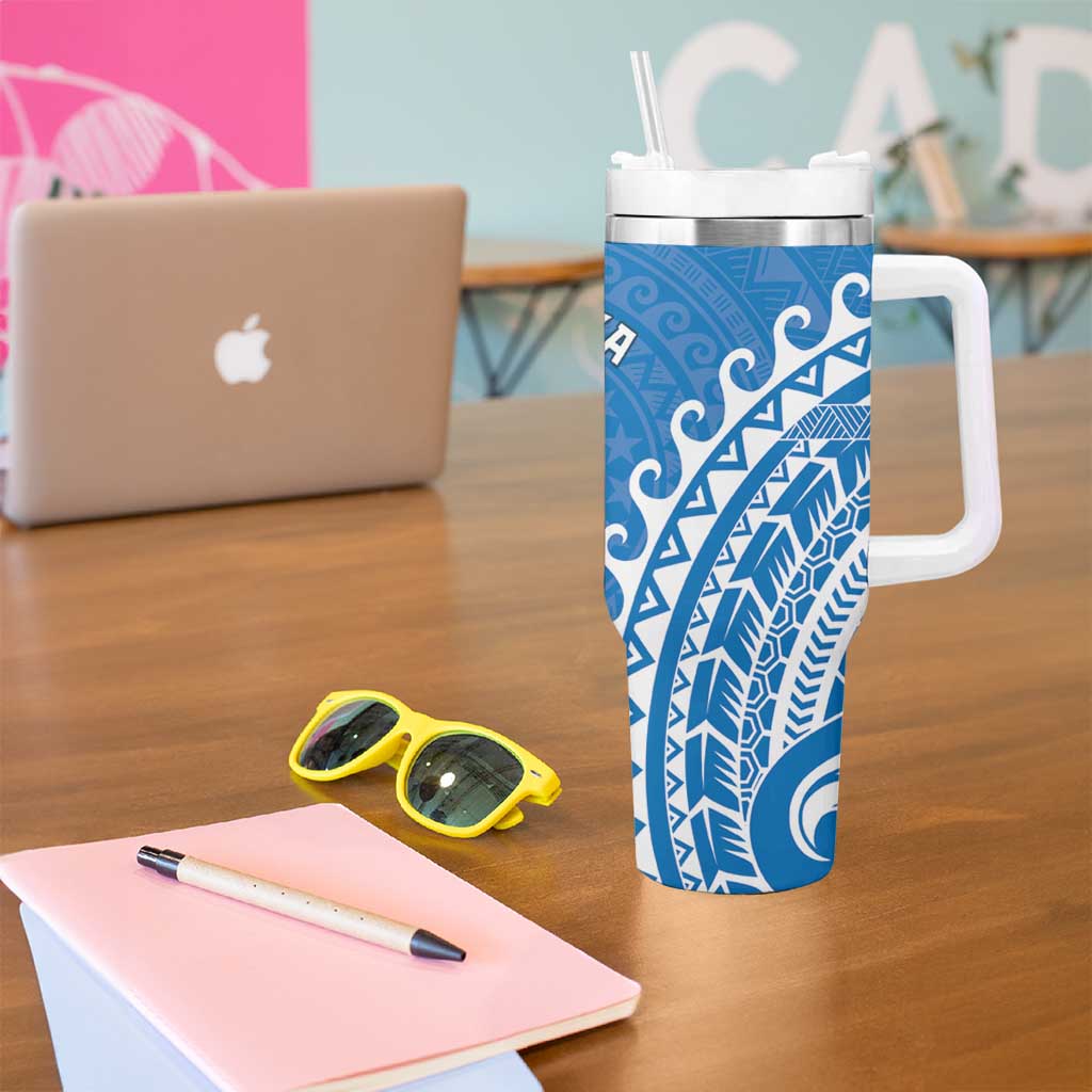 Cook Islands Pukapuka Tumbler With Handle Polynesian Tribal Tattoo