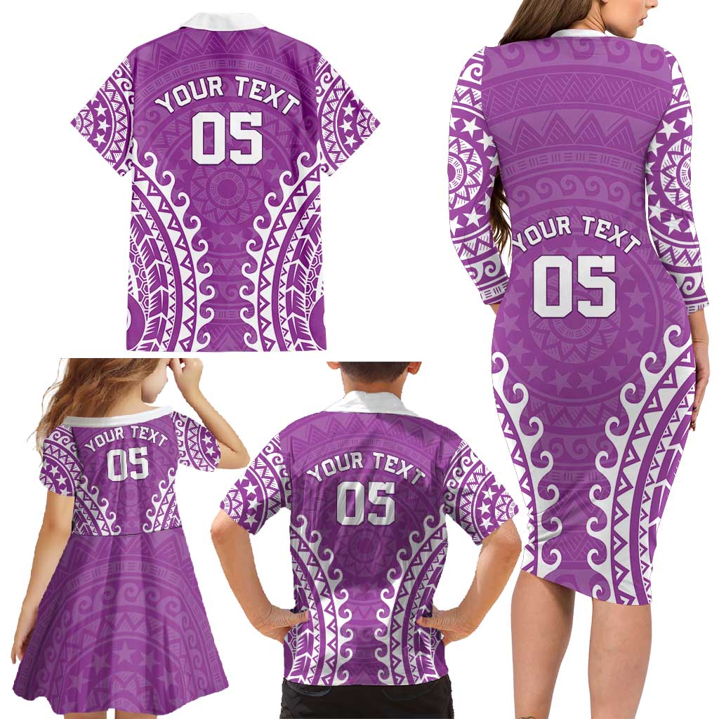 Custom Cook Islands Mangaia Family Matching Long Sleeve Bodycon Dress and Hawaiian Shirt Polynesian Tribal Tattoo LT05 - Polynesian Pride