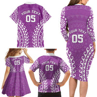 Custom Cook Islands Mangaia Family Matching Long Sleeve Bodycon Dress and Hawaiian Shirt Polynesian Tribal Tattoo LT05 - Polynesian Pride