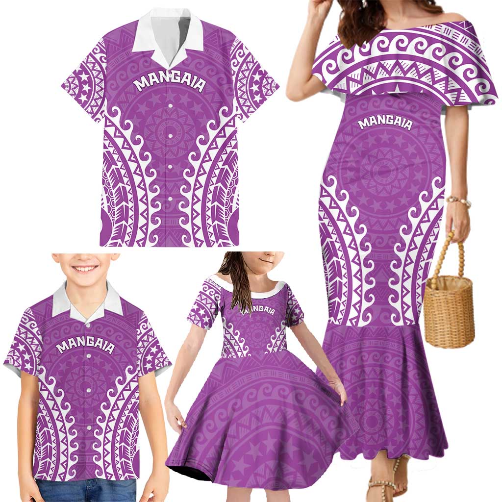 Custom Cook Islands Mangaia Family Matching Mermaid Dress and Hawaiian Shirt Polynesian Tribal Tattoo LT05 - Polynesian Pride
