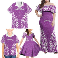 Custom Cook Islands Mangaia Family Matching Off Shoulder Maxi Dress and Hawaiian Shirt Polynesian Tribal Tattoo LT05 - Polynesian Pride