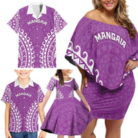 Custom Cook Islands Mangaia Family Matching Off Shoulder Short Dress and Hawaiian Shirt Polynesian Tribal Tattoo LT05 - Polynesian Pride