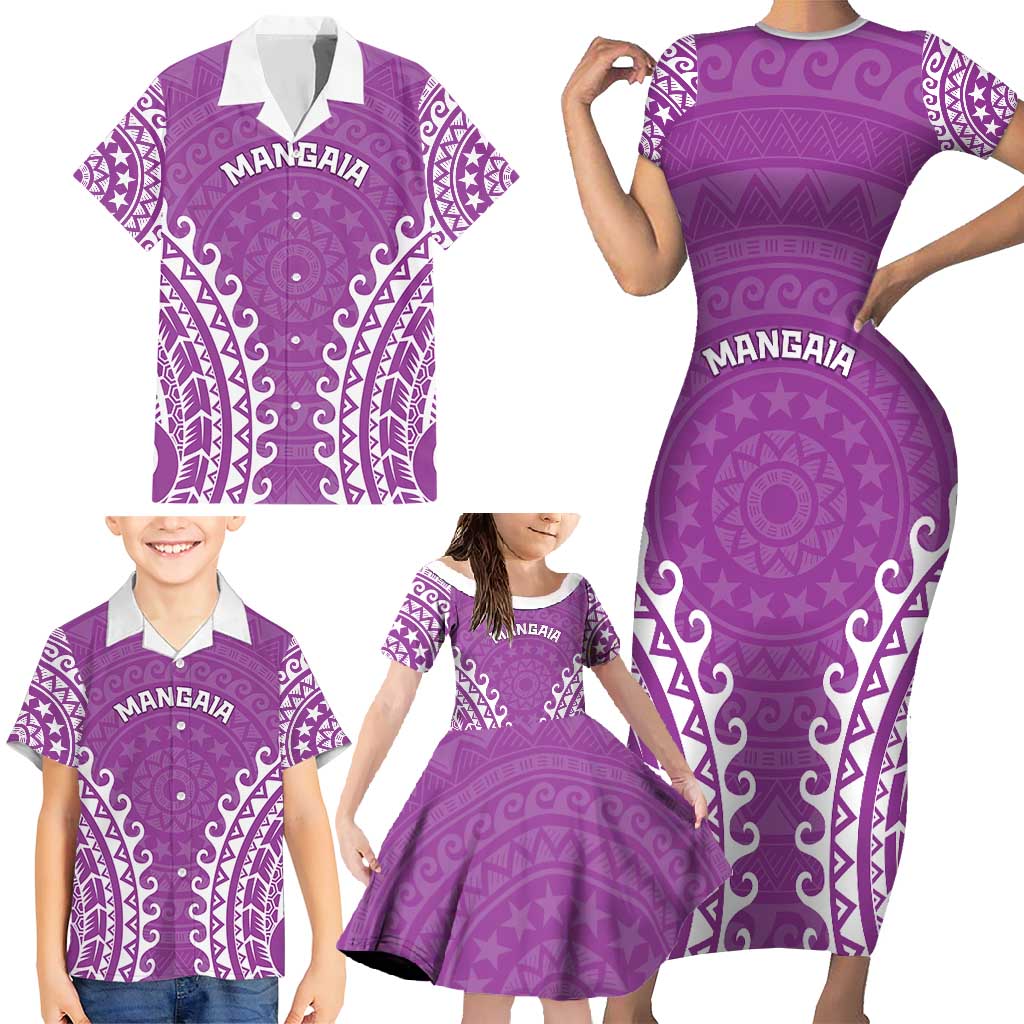 Custom Cook Islands Mangaia Family Matching Short Sleeve Bodycon Dress and Hawaiian Shirt Polynesian Tribal Tattoo LT05 - Polynesian Pride