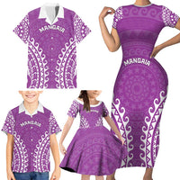 Custom Cook Islands Mangaia Family Matching Short Sleeve Bodycon Dress and Hawaiian Shirt Polynesian Tribal Tattoo LT05 - Polynesian Pride