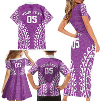 Custom Cook Islands Mangaia Family Matching Short Sleeve Bodycon Dress and Hawaiian Shirt Polynesian Tribal Tattoo LT05 - Polynesian Pride