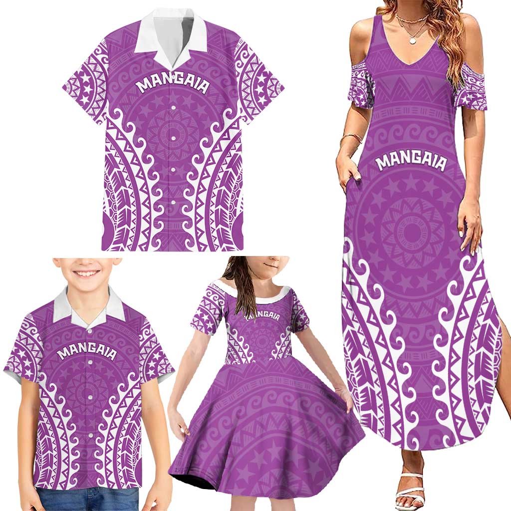 Custom Cook Islands Mangaia Family Matching Summer Maxi Dress and Hawaiian Shirt Polynesian Tribal Tattoo LT05 - Polynesian Pride