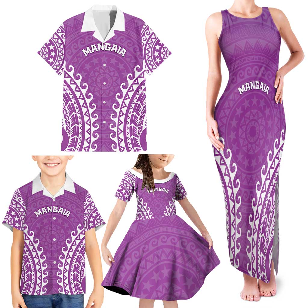 Custom Cook Islands Mangaia Family Matching Tank Maxi Dress and Hawaiian Shirt Polynesian Tribal Tattoo LT05 - Polynesian Pride