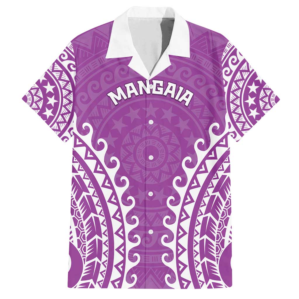 Custom Cook Islands Mangaia Family Matching Tank Maxi Dress and Hawaiian Shirt Polynesian Tribal Tattoo LT05 Dad's Shirt - Short Sleeve Pink - Polynesian Pride