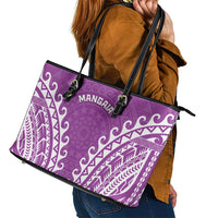 Custom Cook Islands Mangaia Leather Tote Bag Polynesian Tribal Tattoo