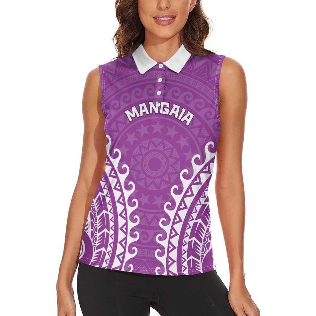 Custom Cook Islands Mangaia Women Sleeveless Polo Shirt Polynesian Tribal Tattoo