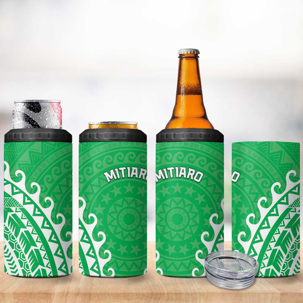 Cook Islands Mitiaro 4 in 1 Can Cooler Tumbler Polynesian Tribal Tattoo