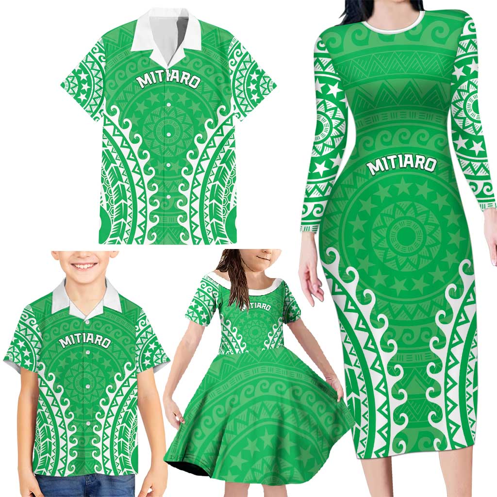 Custom Cook Islands Mitiaro Family Matching Long Sleeve Bodycon Dress and Hawaiian Shirt Polynesian Tribal Tattoo LT05 - Polynesian Pride