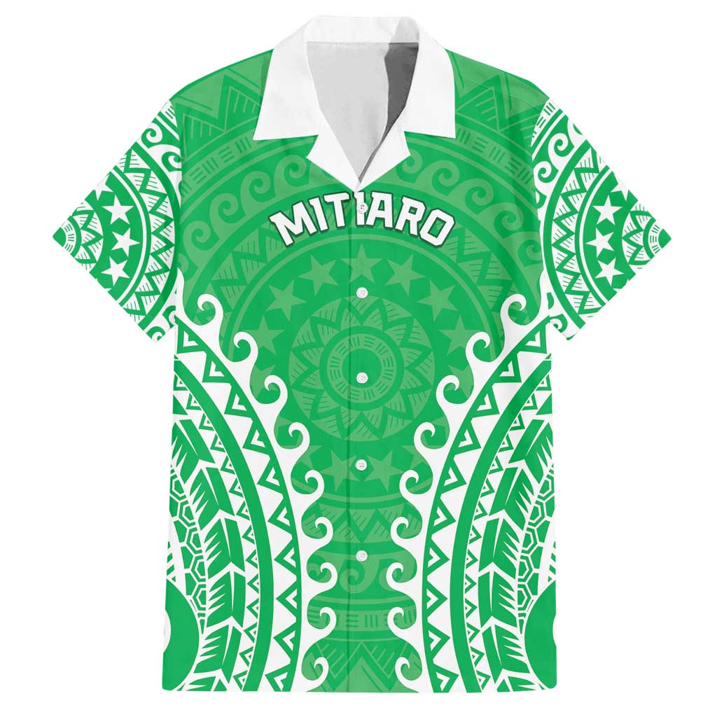 Custom Cook Islands Mitiaro Family Matching Long Sleeve Bodycon Dress and Hawaiian Shirt Polynesian Tribal Tattoo LT05 Dad's Shirt - Short Sleeve Green - Polynesian Pride