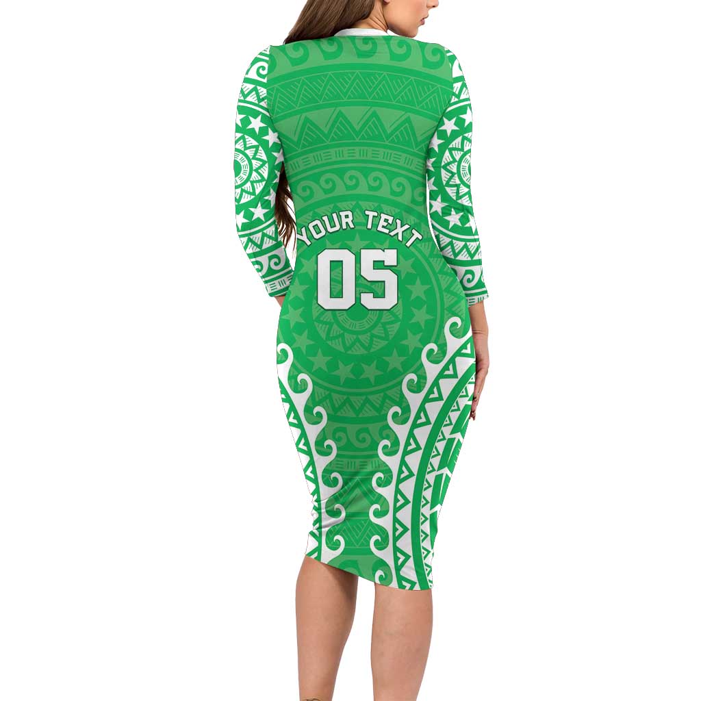 Custom Cook Islands Mitiaro Family Matching Long Sleeve Bodycon Dress and Hawaiian Shirt Polynesian Tribal Tattoo LT05 - Polynesian Pride