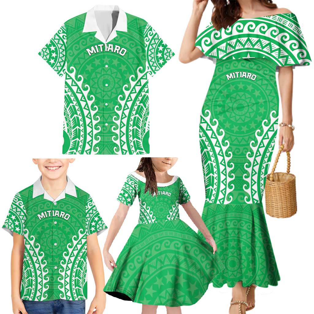 Custom Cook Islands Mitiaro Family Matching Mermaid Dress and Hawaiian Shirt Polynesian Tribal Tattoo LT05 - Polynesian Pride