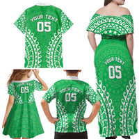 Custom Cook Islands Mitiaro Family Matching Off Shoulder Maxi Dress and Hawaiian Shirt Polynesian Tribal Tattoo LT05 - Polynesian Pride