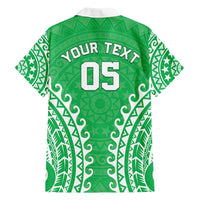Custom Cook Islands Mitiaro Family Matching Off Shoulder Short Dress and Hawaiian Shirt Polynesian Tribal Tattoo LT05 - Polynesian Pride