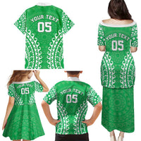 Custom Cook Islands Mitiaro Family Matching Puletasi and Hawaiian Shirt Polynesian Tribal Tattoo