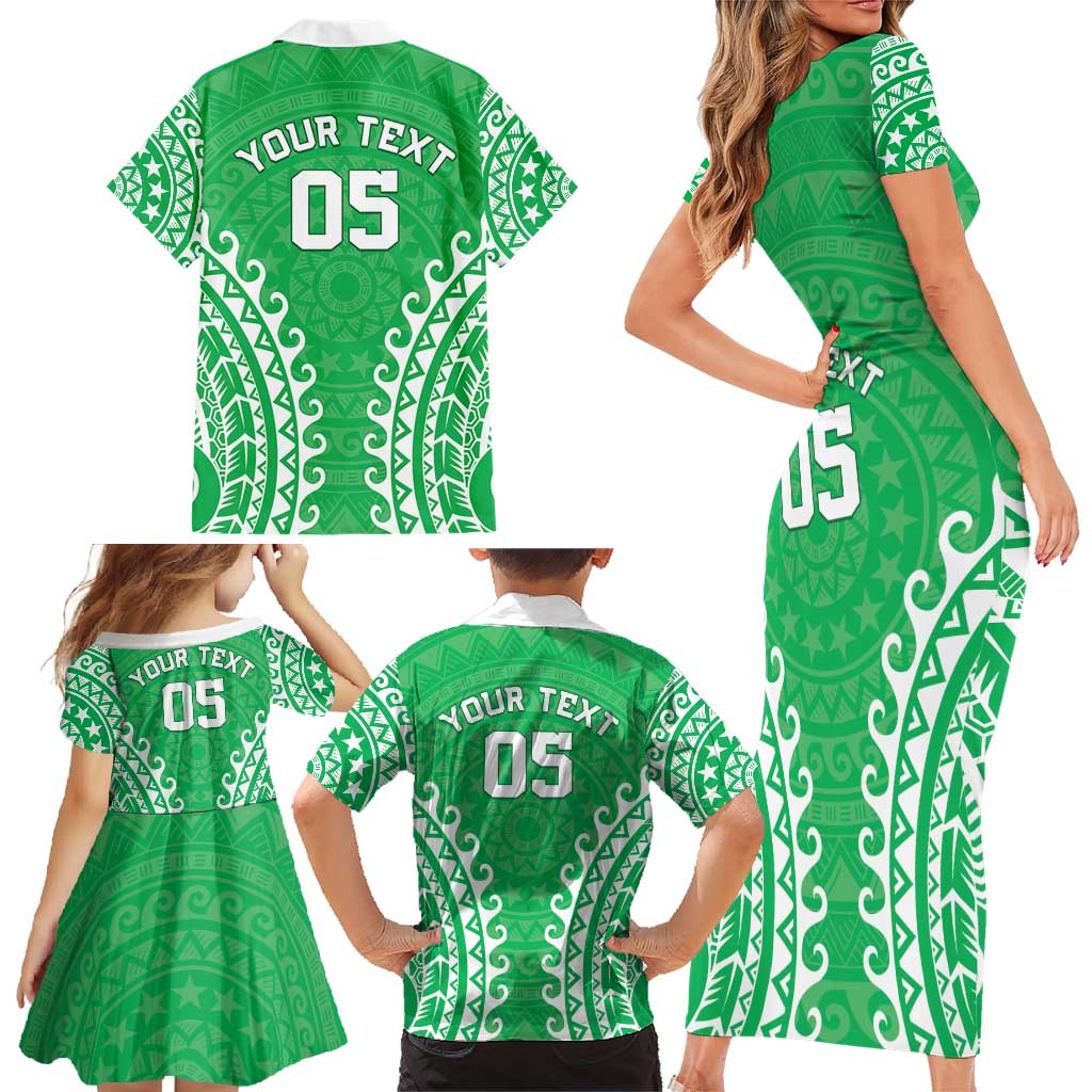 Custom Cook Islands Mitiaro Family Matching Short Sleeve Bodycon Dress and Hawaiian Shirt Polynesian Tribal Tattoo LT05 - Polynesian Pride