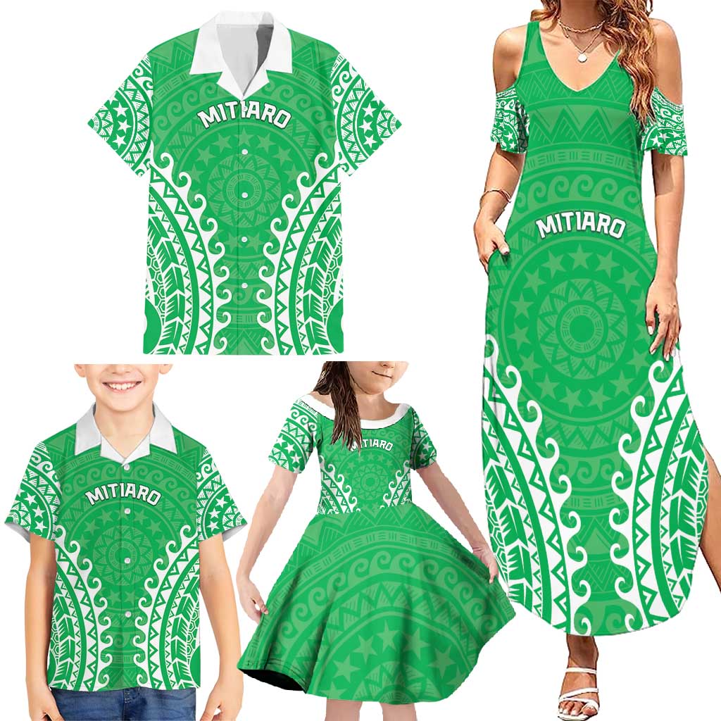 Custom Cook Islands Mitiaro Family Matching Summer Maxi Dress and Hawaiian Shirt Polynesian Tribal Tattoo LT05 - Polynesian Pride