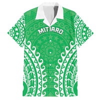 Custom Cook Islands Mitiaro Family Matching Tank Maxi Dress and Hawaiian Shirt Polynesian Tribal Tattoo LT05 Dad's Shirt - Short Sleeve Green - Polynesian Pride