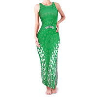 Custom Cook Islands Mitiaro Family Matching Tank Maxi Dress and Hawaiian Shirt Polynesian Tribal Tattoo LT05 Mom's Dress Green - Polynesian Pride