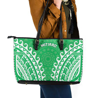 Custom Cook Islands Mitiaro Leather Tote Bag Polynesian Tribal Tattoo