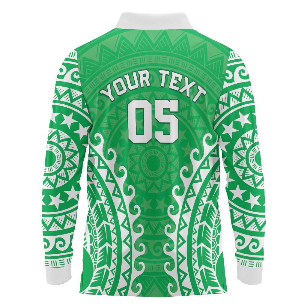 Custom Cook Islands Mitiaro Long Sleeve Polo Shirt Polynesian Tribal Tattoo