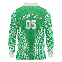 Custom Cook Islands Mitiaro Long Sleeve Polo Shirt Polynesian Tribal Tattoo