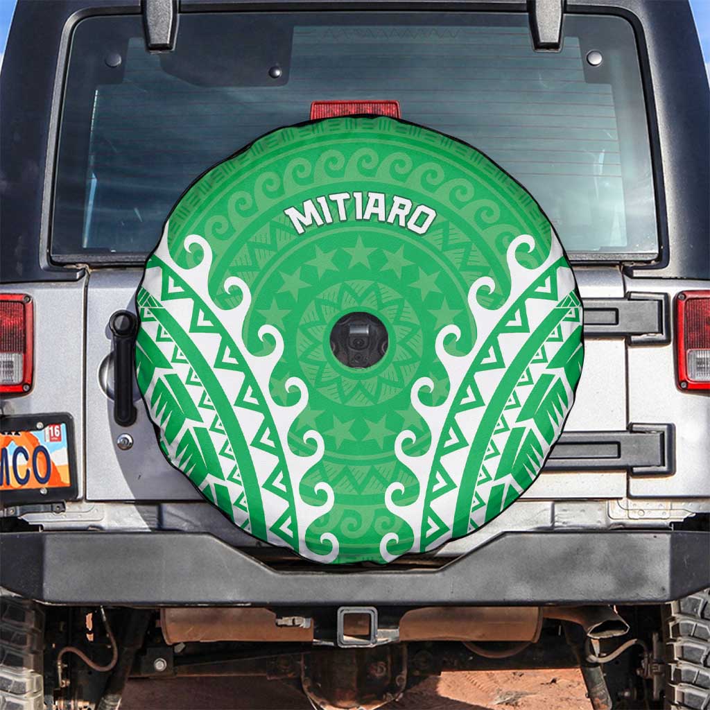 Cook Islands Mitiaro Spare Tire Cover Polynesian Tribal Tattoo LT05 Green - Polynesian Pride