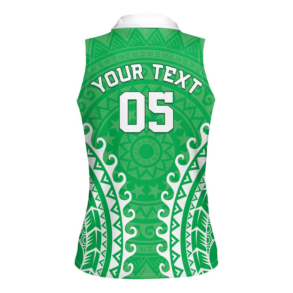 Custom Cook Islands Mitiaro Women Sleeveless Polo Shirt Polynesian Tribal Tattoo