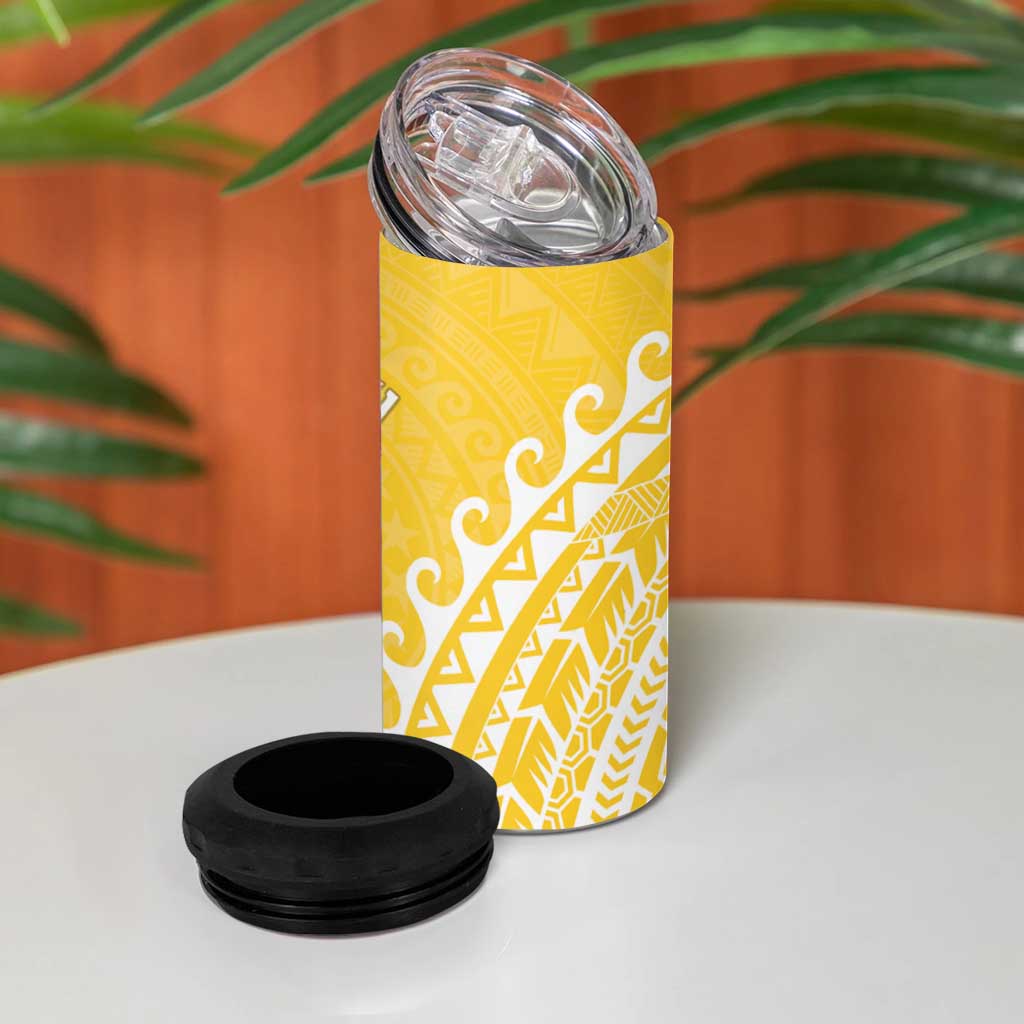 Cook Islands Aitutaki 4 in 1 Can Cooler Tumbler Polynesian Tribal Tattoo