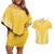 Custom Cook Islands Aitutaki Couples Matching Off Shoulder Short Dress and Hawaiian Shirt Polynesian Tribal Tattoo