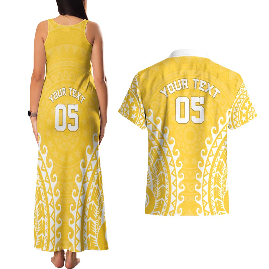 Custom Cook Islands Aitutaki Couples Matching Tank Maxi Dress and Hawaiian Shirt Polynesian Tribal Tattoo