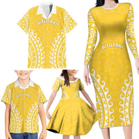 Custom Cook Islands Aitutaki Family Matching Long Sleeve Bodycon Dress and Hawaiian Shirt Polynesian Tribal Tattoo LT05 - Polynesian Pride