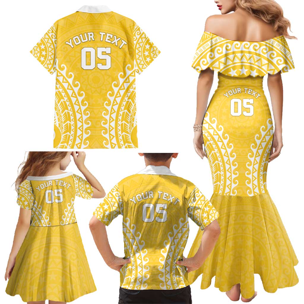 Custom Cook Islands Aitutaki Family Matching Mermaid Dress and Hawaiian Shirt Polynesian Tribal Tattoo LT05 - Polynesian Pride