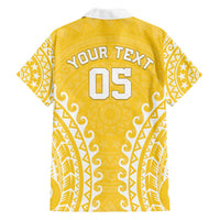 Custom Cook Islands Aitutaki Family Matching Off The Shoulder Long Sleeve Dress and Hawaiian Shirt Polynesian Tribal Tattoo LT05 - Polynesian Pride