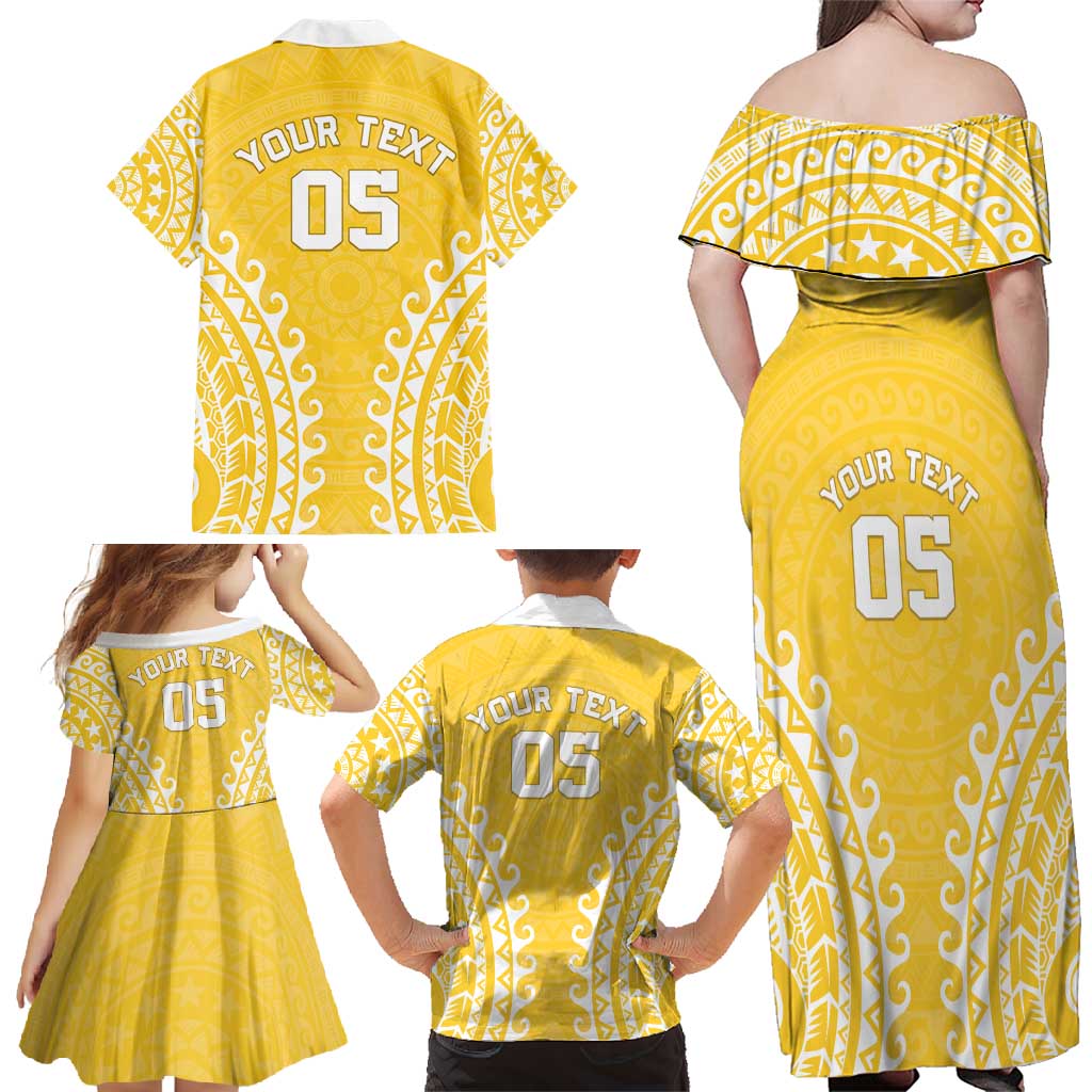 Custom Cook Islands Aitutaki Family Matching Off Shoulder Maxi Dress and Hawaiian Shirt Polynesian Tribal Tattoo LT05 - Polynesian Pride
