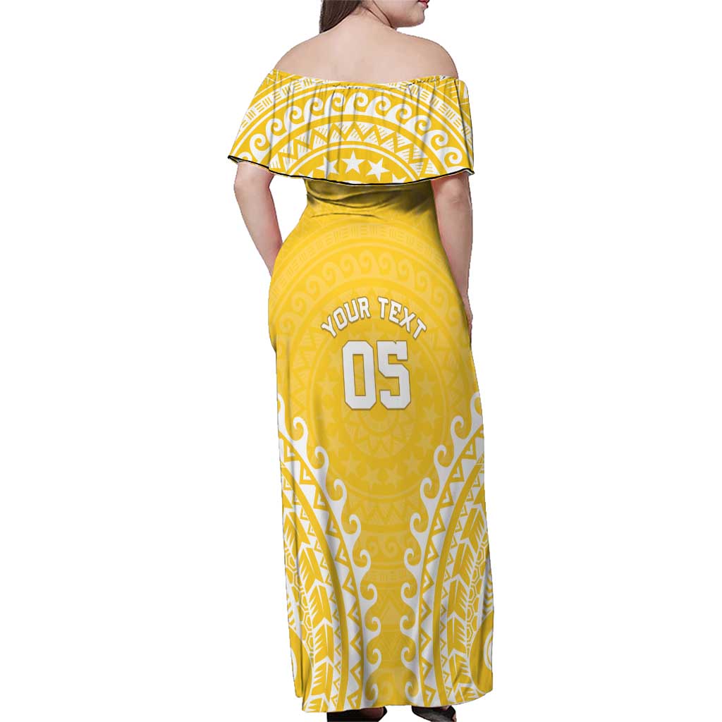 Custom Cook Islands Aitutaki Family Matching Off Shoulder Maxi Dress and Hawaiian Shirt Polynesian Tribal Tattoo LT05 - Polynesian Pride