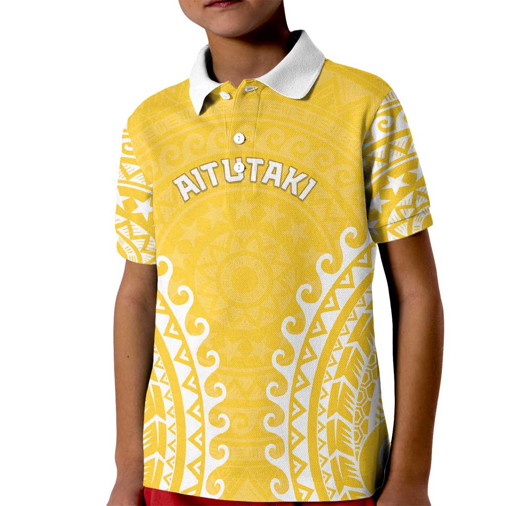Custom Cook Islands Aitutaki Kid Polo Shirt Polynesian Tribal Tattoo