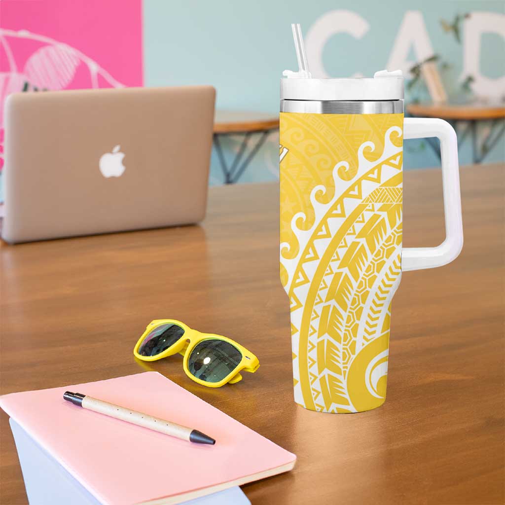 Cook Islands Aitutaki Tumbler With Handle Polynesian Tribal Tattoo